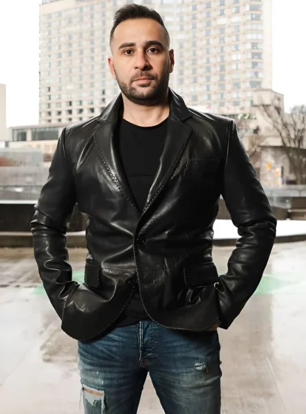 Theodore Western design leather blazer