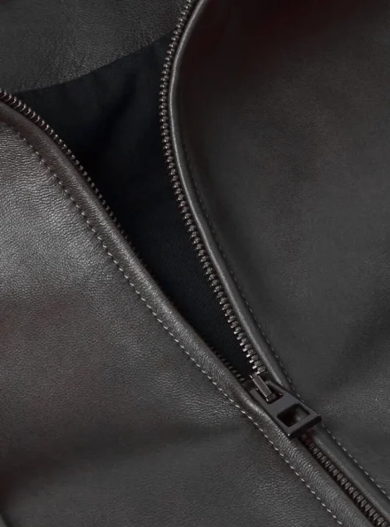 Valentino men's black hooded leather jacket collar