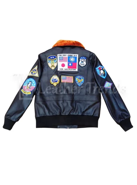Top Gun Tom Cruise Aviator leather black jacket back