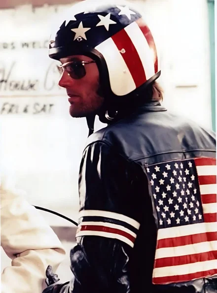 US flag leather jacket