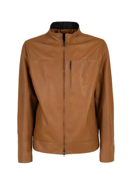 luxury brown biker style Geox Ottaya leather jacket