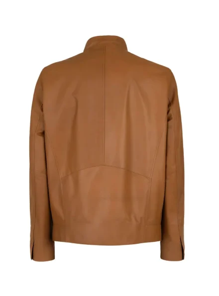 luxury brown biker style Geox Ottaya leather jacket back