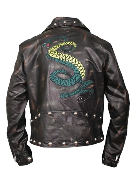 Fallout 3 distressed leather Tunnel Snakes Rule jacket back