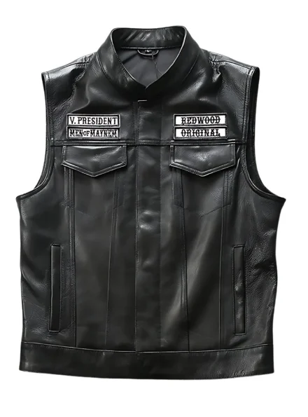 Gothic and Punk inspired black Cowhide leather Son of Anarchy vest