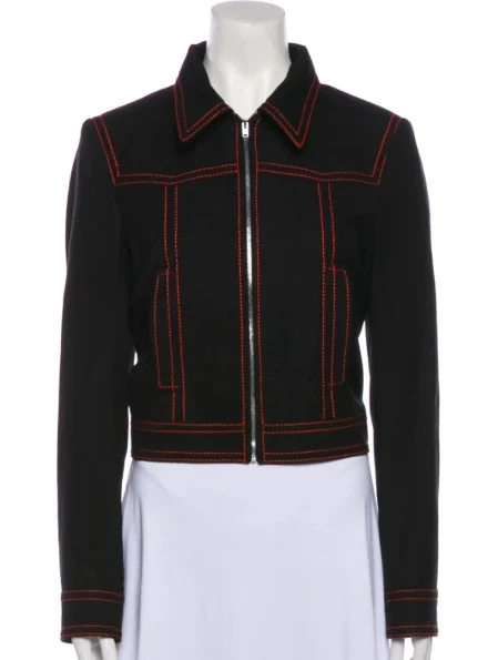 Jenna Ortega cropped Hollywood Babylon jacket front