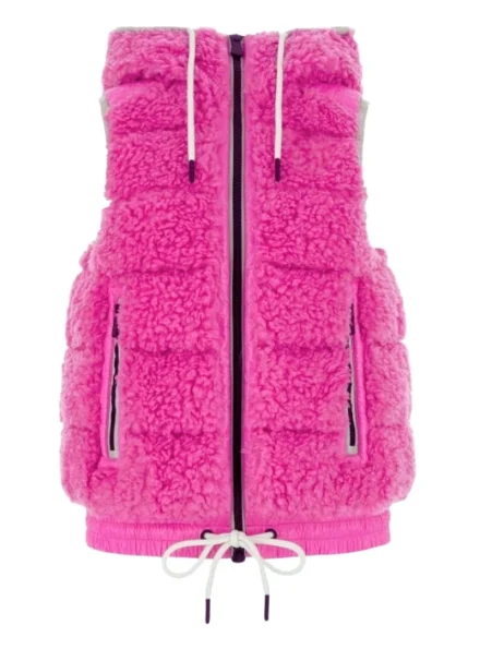 Moncler Grenoble hot pink teddy sleeveless down jacket
