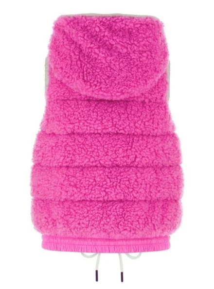 Moncler Grenoble hot pink teddy sleeveless down jacket back