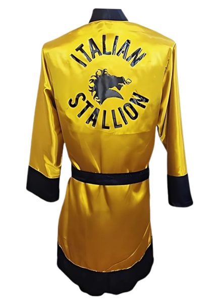 Rocky III Sylvester Italian Stallone yellow long boxing robe backside