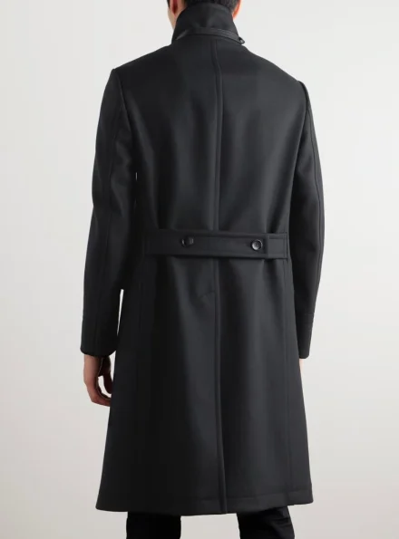 Tom Ford men's double breasted black military wool coat backside