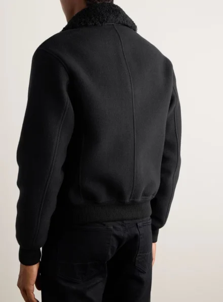Tom Ford men's shearling trimmed Collar wool blend bomber jacket back