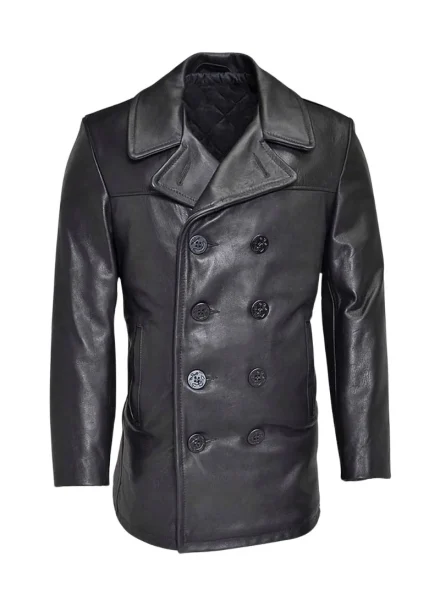 US Military double breasted Navy leather Pea coat