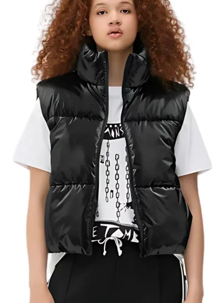 Wednesday quilted puffer vest front