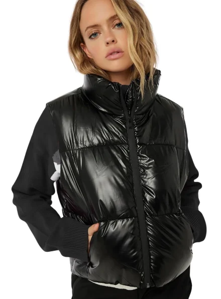 Wednesday season 2 camping trip quilted puffer vest front