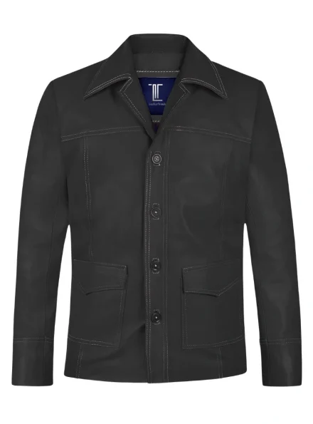 blazer style Tyler Durden Fight Club black leather jacket