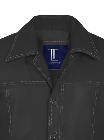 blazer style Tyler Durden Fight Club black leather jacket collar