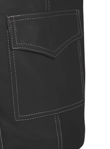 blazer style Tyler Durden Fight Club black leather jacket pocket