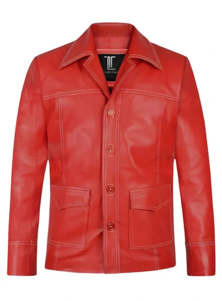 blazer style Tyler Durden Fight Club leather jacket red