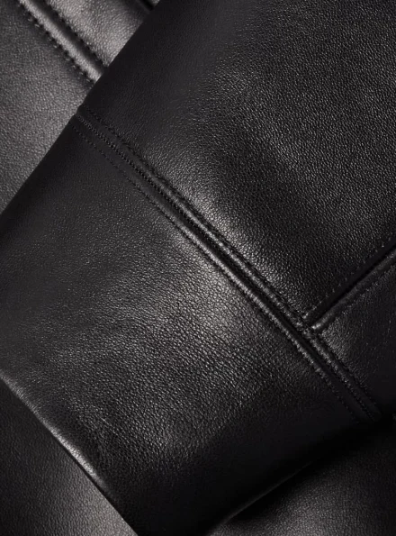 genuine leather black hooded leather jacket men sleeves