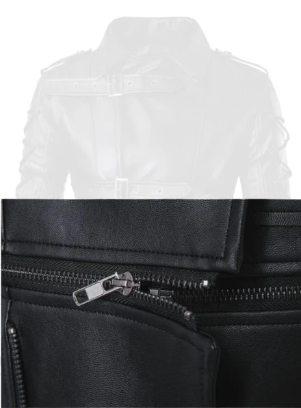 handmade black multi laced punk leather jacket