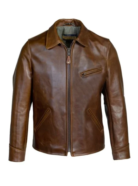 iconic sunset back brown waxed leather jacket