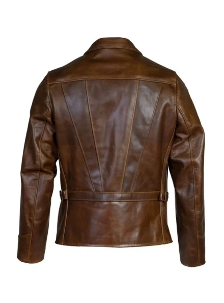 iconic sunset back brown waxed leather jacket back