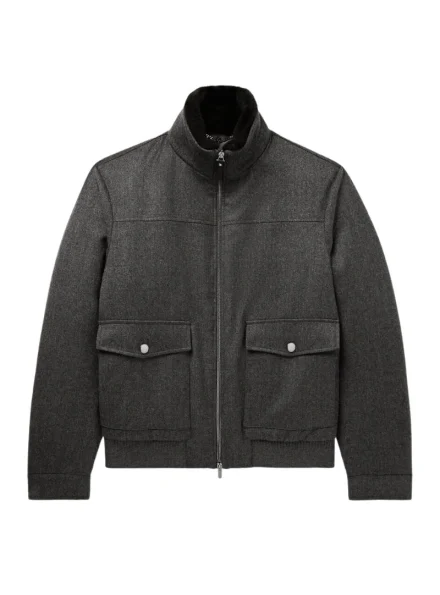 men's classic Gray Canali wool flannel bomber jacket