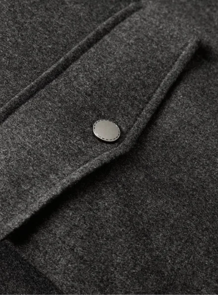 men's classic Gray Canali wool flannel bomber jacket buttoned pocket