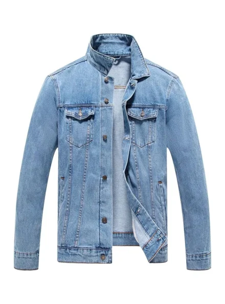 men's classic slim fit ice blue denim jacket