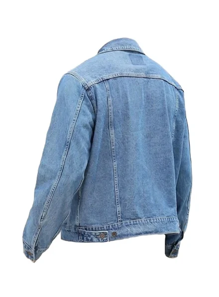 men's classic slim fit ice blue denim jacket back