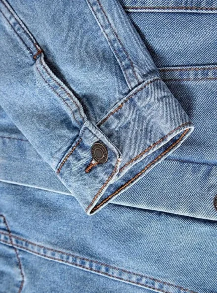 men's classic slim fit ice blue denim jacket cuff