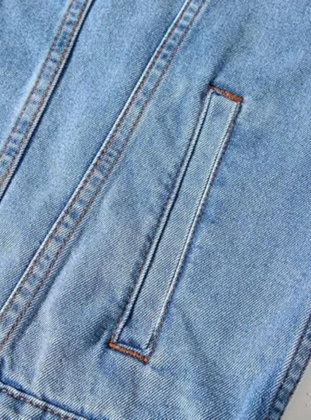 men's classic slim fit ice blue denim jacket pocket