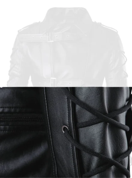 men's slim fit leather biker jacket side lace