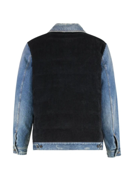 Men's Trucker Style Denim Paneled Corduroy Jacket backside