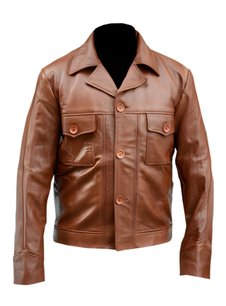 Once Upon A Time In Hollywood Leonardo DiCaprio vintage brown leather jacket