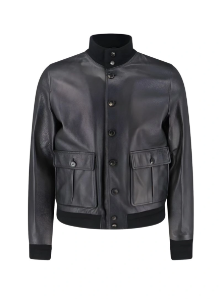 black leather A-2 Flight Aviator bomber jacket