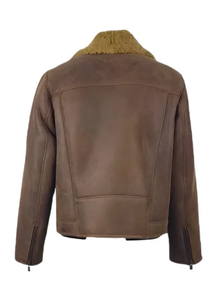 Carter's shearling fur leather men's distressed brown fur jacket back