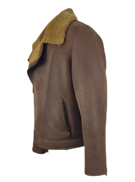 Carter's shearling fur leather men's distressed brown fur jacket left view