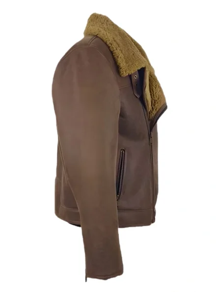 Carter's shearling fur leather men's distressed brown fur jacket right view