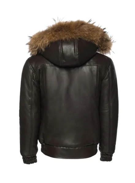 handmade castillos winter lambskin leather fur hoodie back