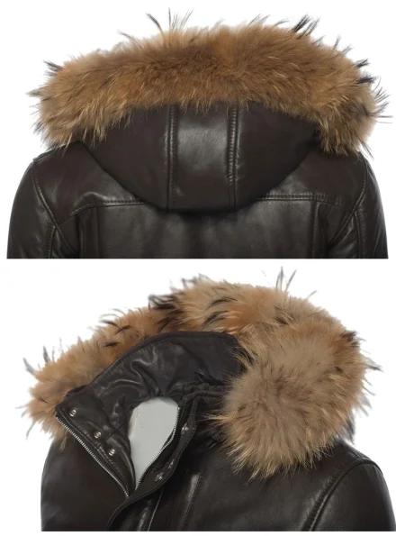 handmade castillos winter lambskin leather fur hoodie collar