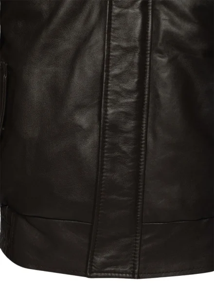 handmade Castillos winter lambskin leather fur hoodie side