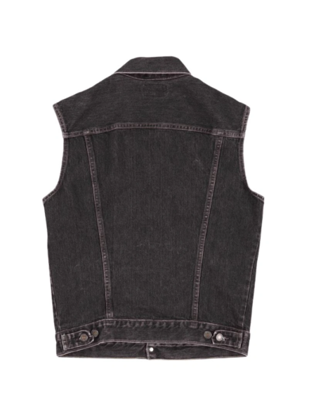 men's 1970’s Levi’s vintage black denim vest backside