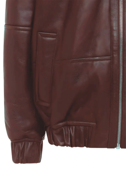 men’s aviator brown leather shearling bomber jacket side