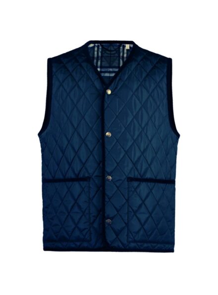 men’s full zip down navy blue Tiverton quilted gilet