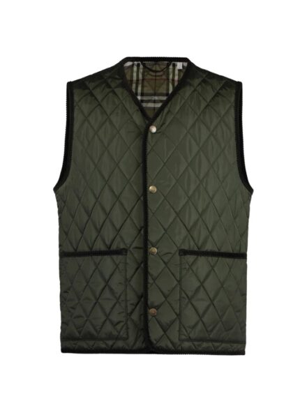 men’s full zip down olive green Tiverton quilted gilet