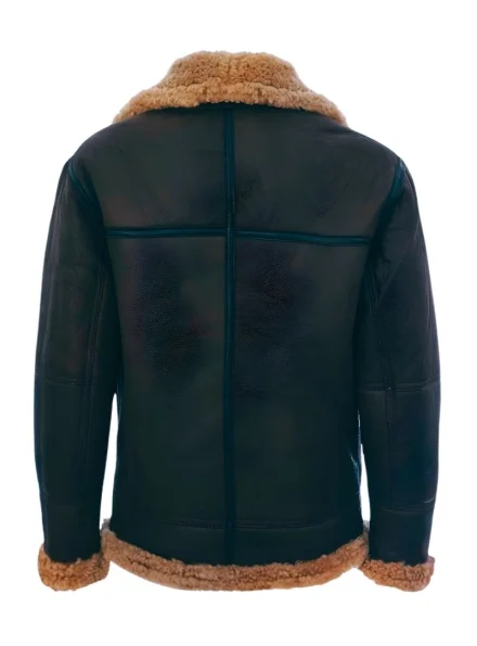 mens vintage B3 aviator black shearling fur leather jacket back