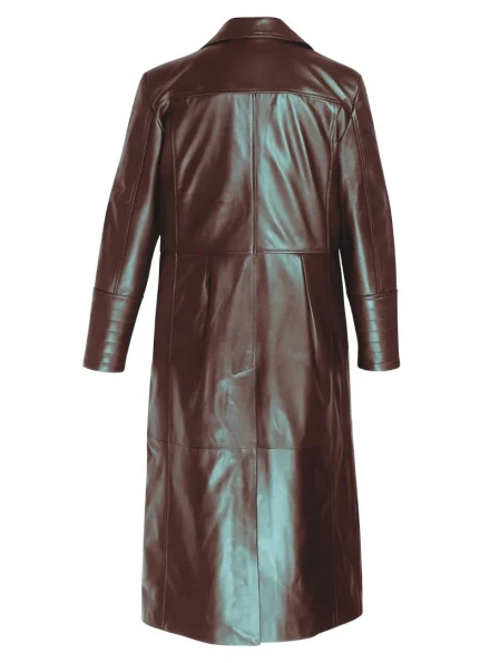 real leather classic brown winter trench coat for men back