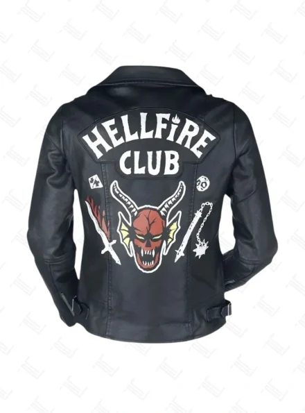 Stranger Things Hellfire Club Black Leather Jacket Back