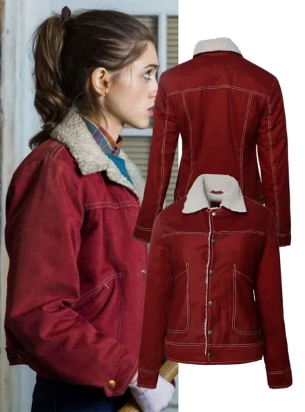 Stranger Things Natalia Dyer Red Shearling Jacket