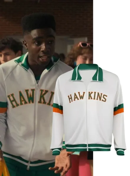 Stranger Things S4 Hawkins Baseball Lucas White Varsity Jacket